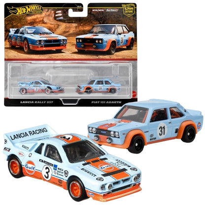 Hot Wheels Premium 2 Pack Lancia Rally 037 / Fiat 131 Abarth Vehicle Toy Minicar 3 Years Old Blue HRR81