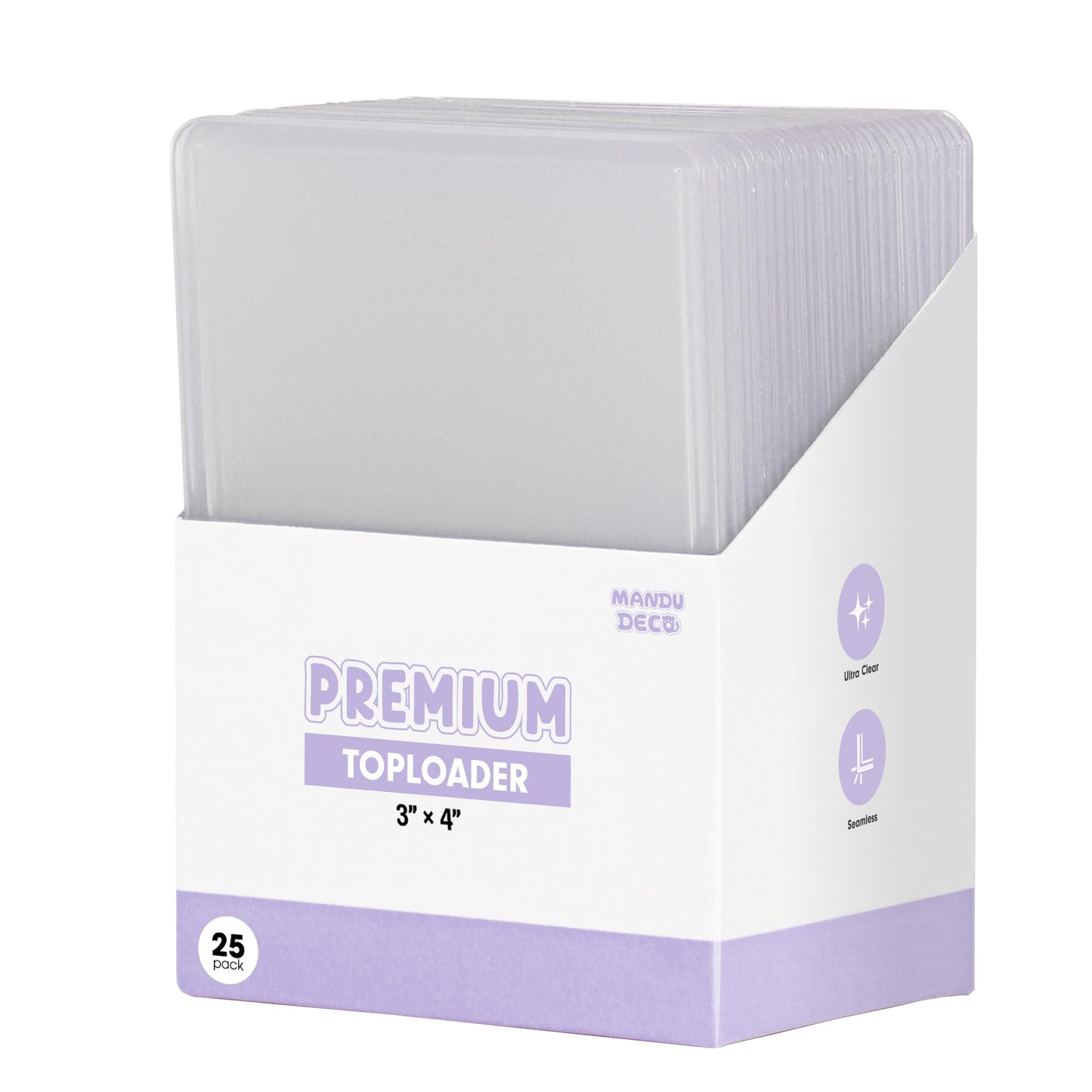 Mandu Deco PVC Free Toploaders for Kpop Album Photocards or Trading Cards, 3" x 4" (Pack of 25)