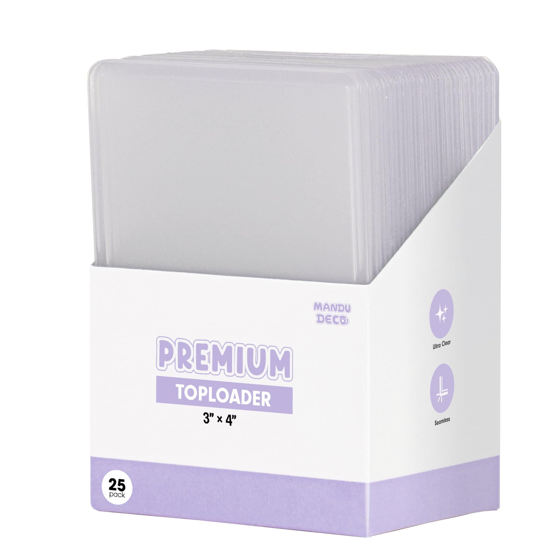 Mandu Deco PVC Free Toploaders for Kpop Album Photocards or Trading Cards, 3" x 4" (Pack of 25)