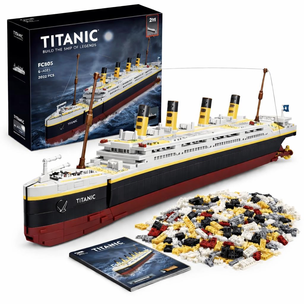 Liberty Imports Titanic Model Kit - 2022 Pieces Large Cruise Ship Building Blocks Set, STEM Educational Toy Gifts for Kids and Adults, Collectible