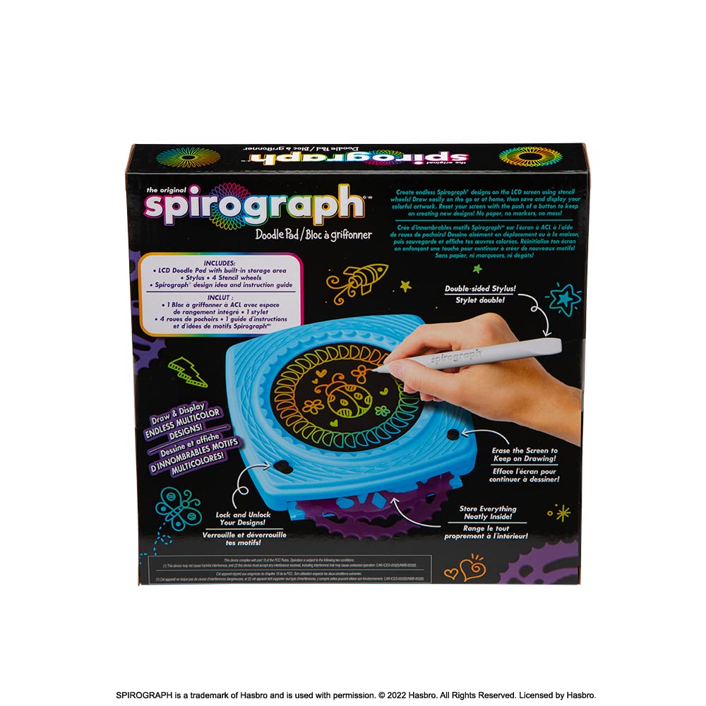 Spirograph Doodle Pad- Arts and Crafts, Scratch Art, LCD Writing Tablet for Kids, Kids Toys, Art Supplies, Drawing Kit, Spiral Art, Double-Sides
