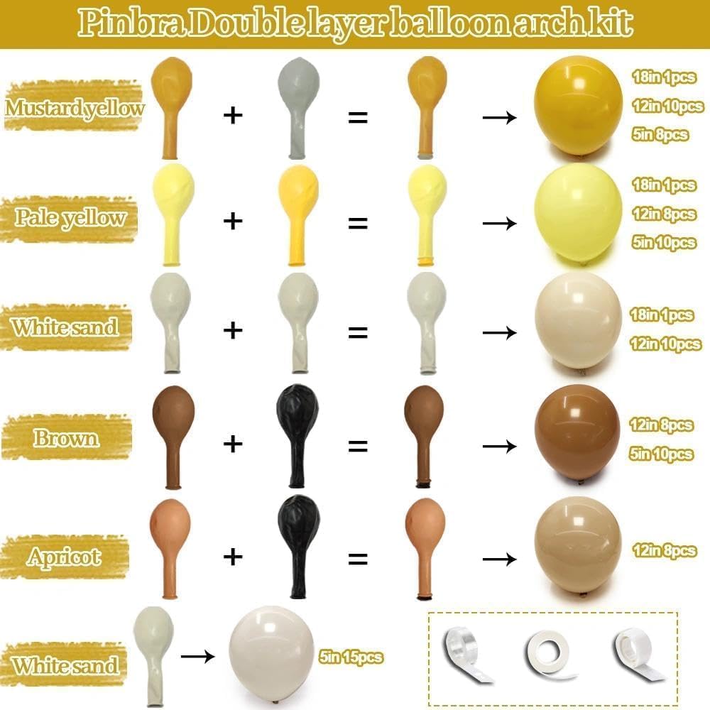 Balloon Garland Arch Kit Pastel Yellow Blush White Sand Brown Balloons Double Stuffed Mustard Yellow Bee Balloons for Neutral Baby Shower Wedding