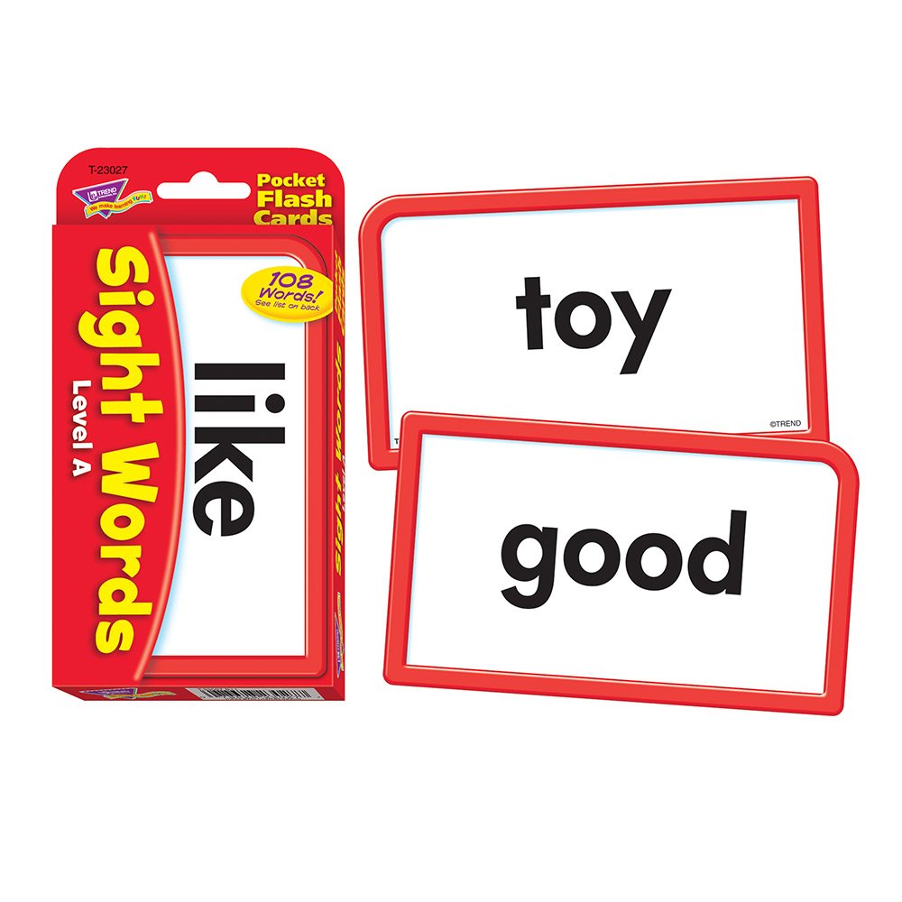 Trend Enterprises: Sight Words Level A Pocket Flash Cards, Great for Skill Building and Test Prep, 56 Two-Sided Cards Included, 108 Commonly-Used
