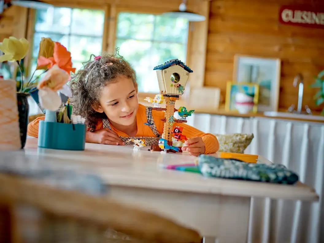 LEGO Creator 3in1 Birdhouse 31143, Birds to Hedgehog to Beehive Set, Forest Animal Figures, Building Toys for Kids Ages 8 Years and Over, Colorful Toy