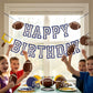 Football Happy Birthday Banner,Football Party Decorations, Happy Birthday Bunting Sign for Sport Theme Decoration