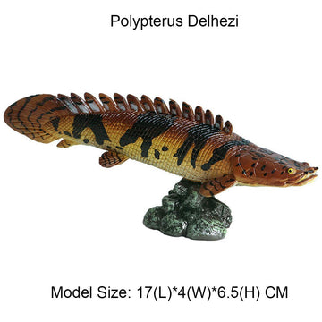 FLORMOON Animal Figures Realistic Polypterus Delhezi Plastic Early Educational Toys Cupcake Topper Party Gift for Kids 2+ Year Old(Including Base)