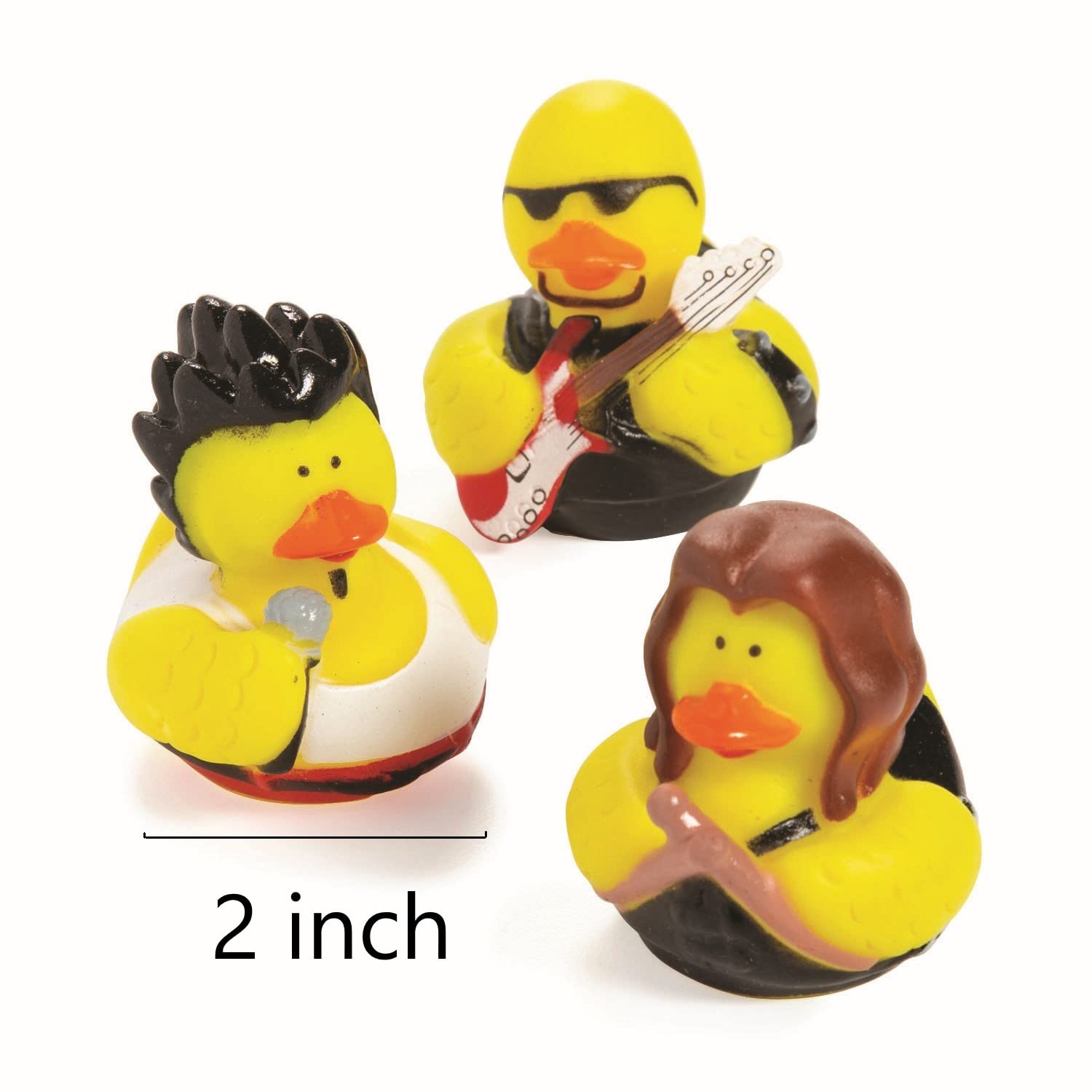 Rockstar Rubber Ducks, Assorted Styles, 12 Pieces, Birthdays, Grand Events, Party Favors, Table Decorations, Treasure Chest Supplies (Rock Stars)