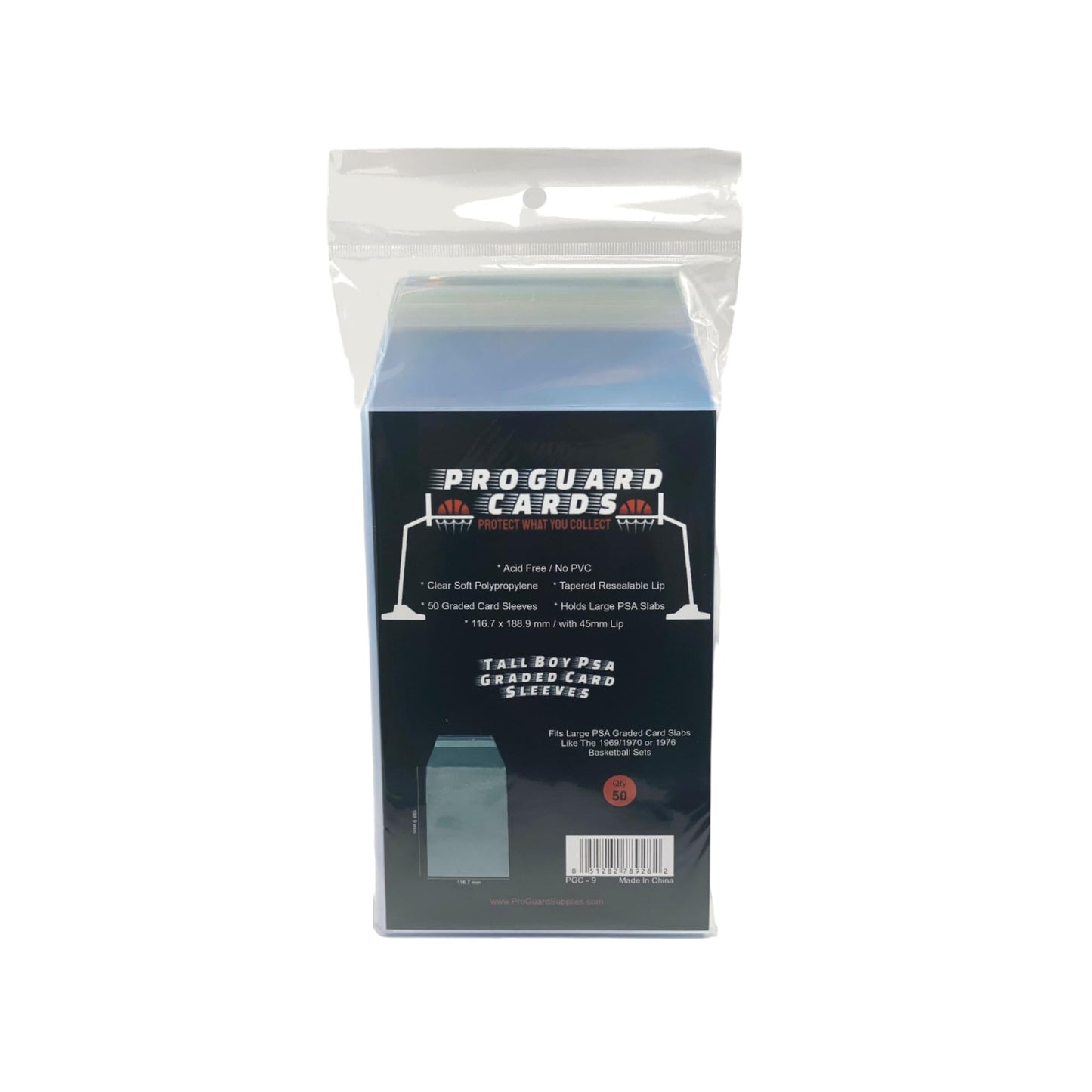 ProGuard Cards Tall Boy PSA Graded Card Sleeves - Holds Large PSA or SGC Slabs - 50 Sleeves per Pack
