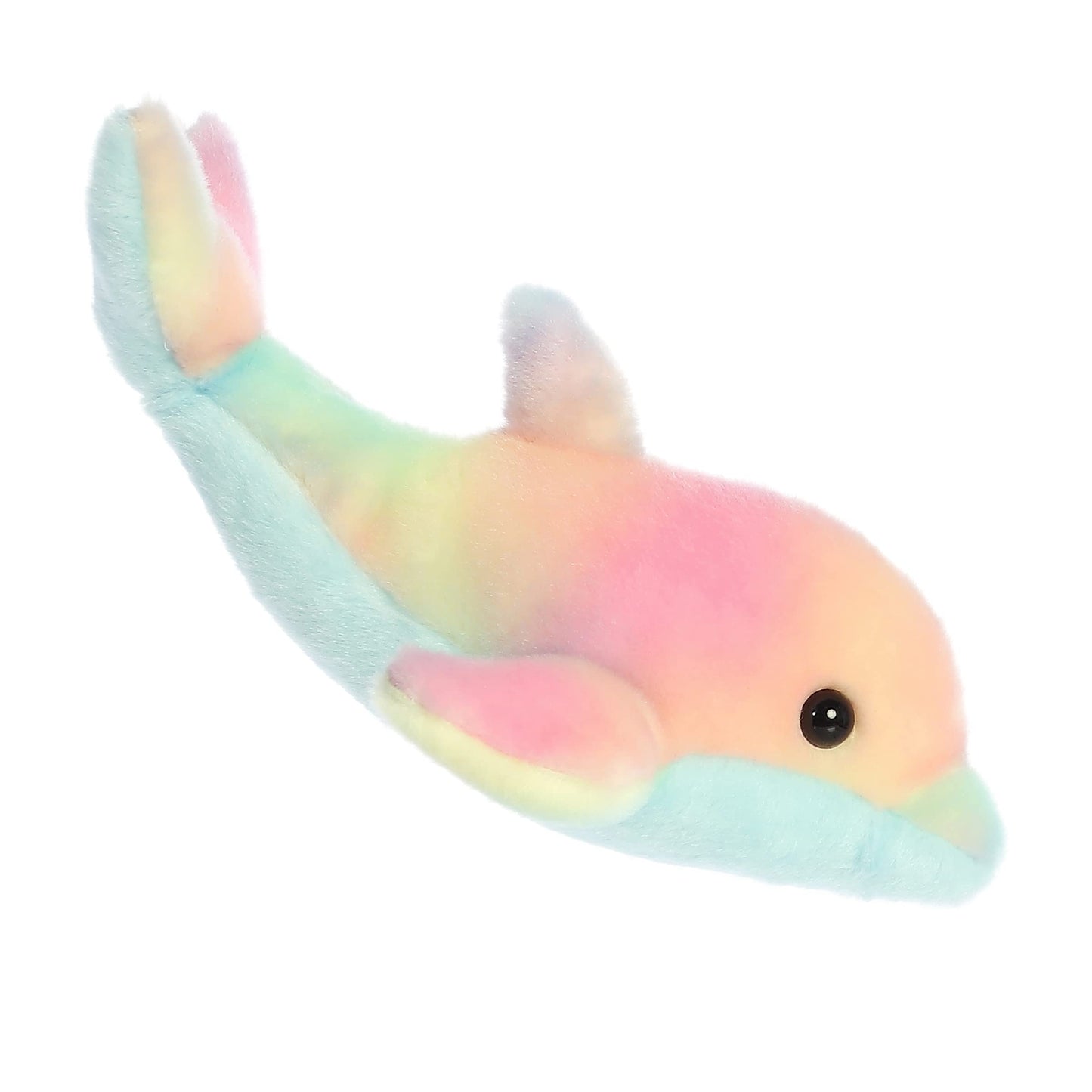 Aurora® Adorable Mini Flopsie™ Dolphin Stuffed Animal - Playful Ease - Timeless Companions - Rainbow 8 Inches