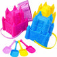 4E's Novelty (4 Sets) Castle Beach Buckets and Shovels, Large Size 7" - Sand Castle Building Kit, Sandcastle Molds Beach Toys for Kids 3-10, Outdoor