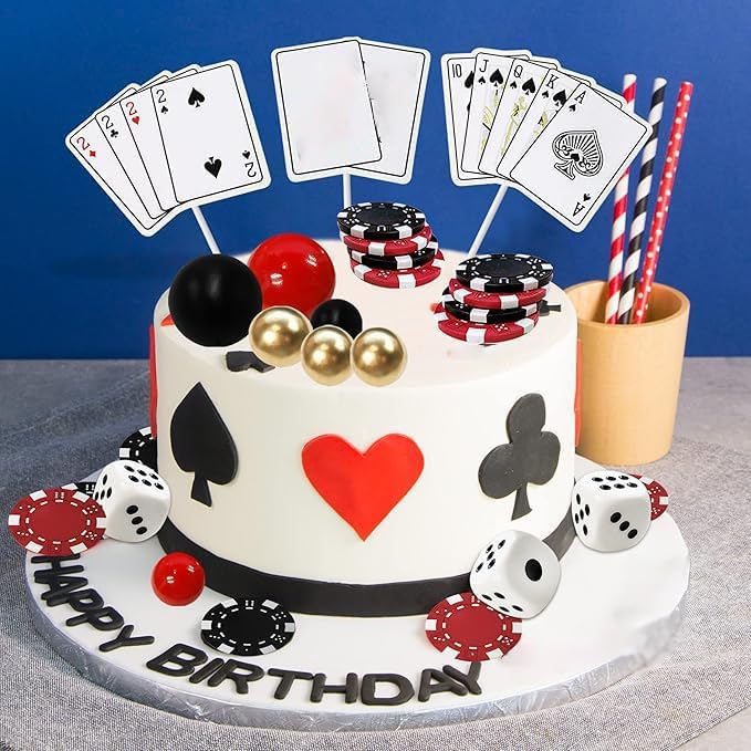 29 PCS Casino Cake Decoration Dice Poker Chips Ball Cake Topper Set