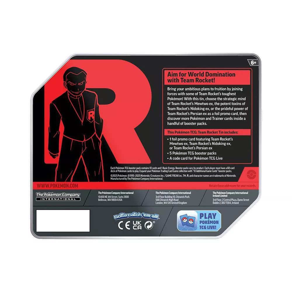 Pokemon Trading Card Game Team Rocket Collector Tin with 5 Booster Packs and Promo Card (Mewtwo)