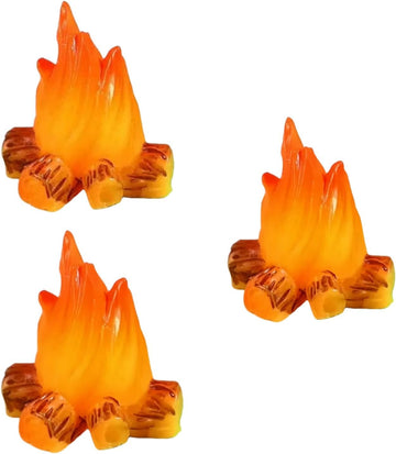3Pcs Miniature Resin Campfire Models for Dollhouse, Halloween Decor, Micro Landscapes, Creative Displays