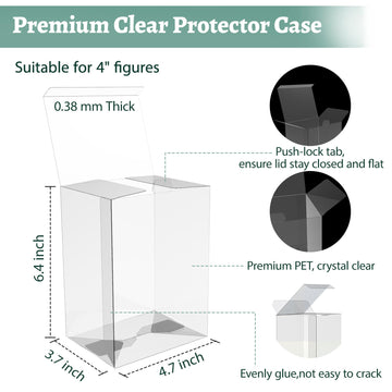 100 Pack Clear Protectors Case Compatible with Funko Pop Protector Case for 4 Inch Figures Collectibles Heavy Duty Crystal Plastic Protector Cases