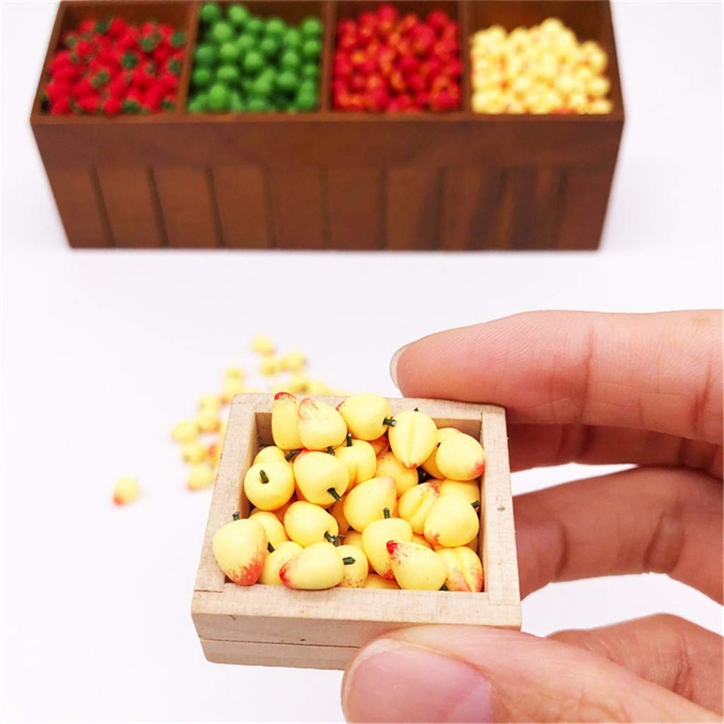 SXFSE Dollhouse Decoration Accessories,10Pcs 1:12 Dollhouse Miniature Fruit Yellow Peach Kitchen Dining Model Play Toy