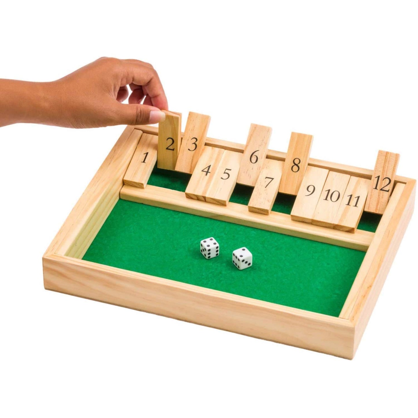 Regal Games Shut The Box - Fun Table Math Game with Wooden Board for Adults & Kids - 12 Spots Dice Game with 2+ Player Games - Ideal for Game Night