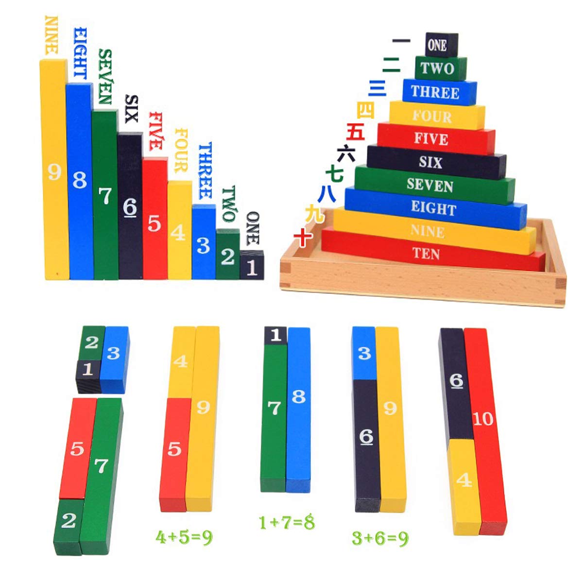 Mfumyy Montessori Math Materials for Preschool, Wood Small Numerical Rods,Educational Counting Toy,Math Blocks,Addition and Subtraction Games