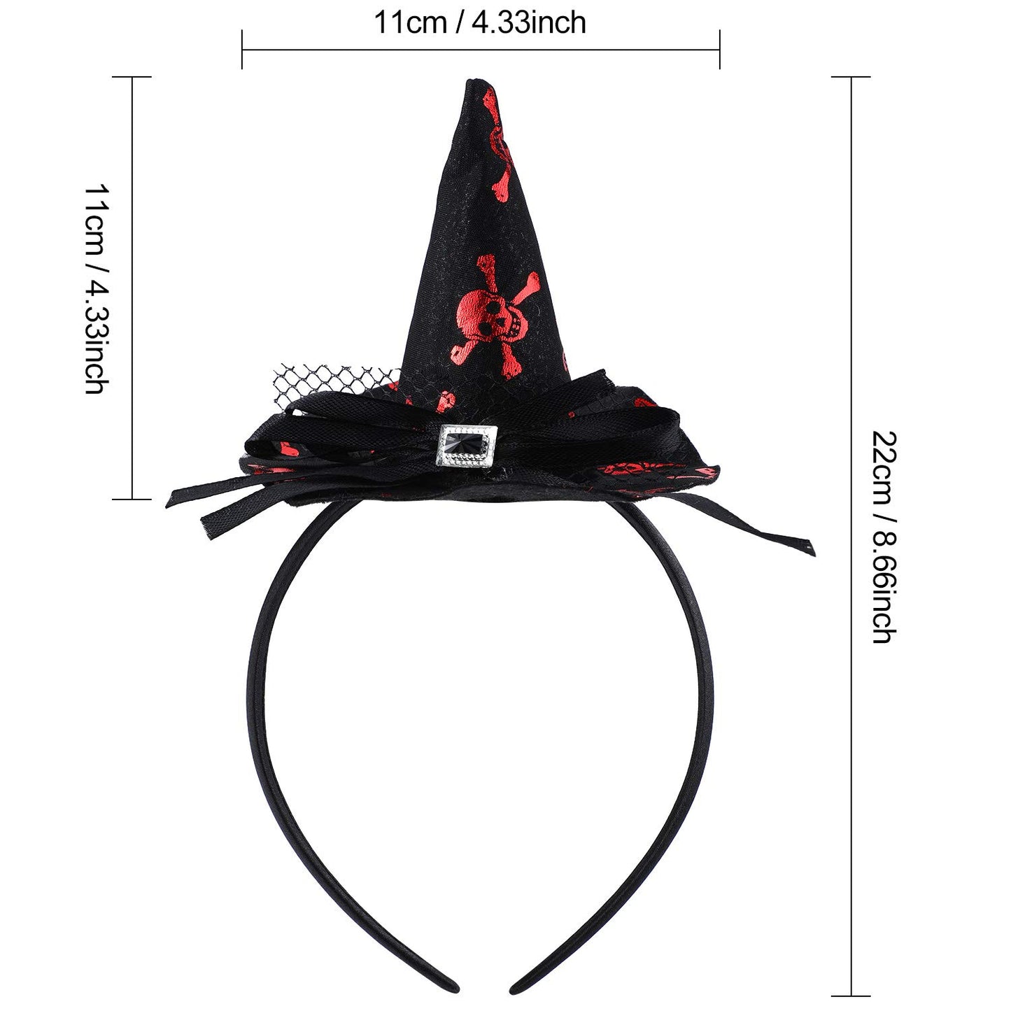 Blulu 12 Pieces Halloween Headbands Witch Hat Hairbands Bulk Witch Hair Hoops Halloween Hair Accessories for Women Cosplay Costume Supplies