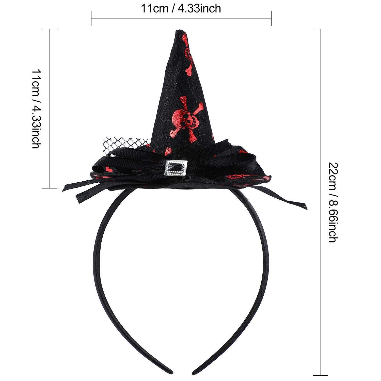 Blulu 12 Pieces Halloween Headbands Witch Hat Hairbands Bulk Witch Hair Hoops Halloween Hair Accessories for Women Cosplay Costume Supplies