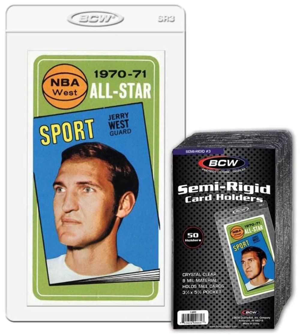 BCW Semi-Rigid Card Holder #3 - 50 ct | Crystal Clear, High-Quality PVC | Premium Graded Card Submissions Sleeve for Tall Trading Cards | Ideal for