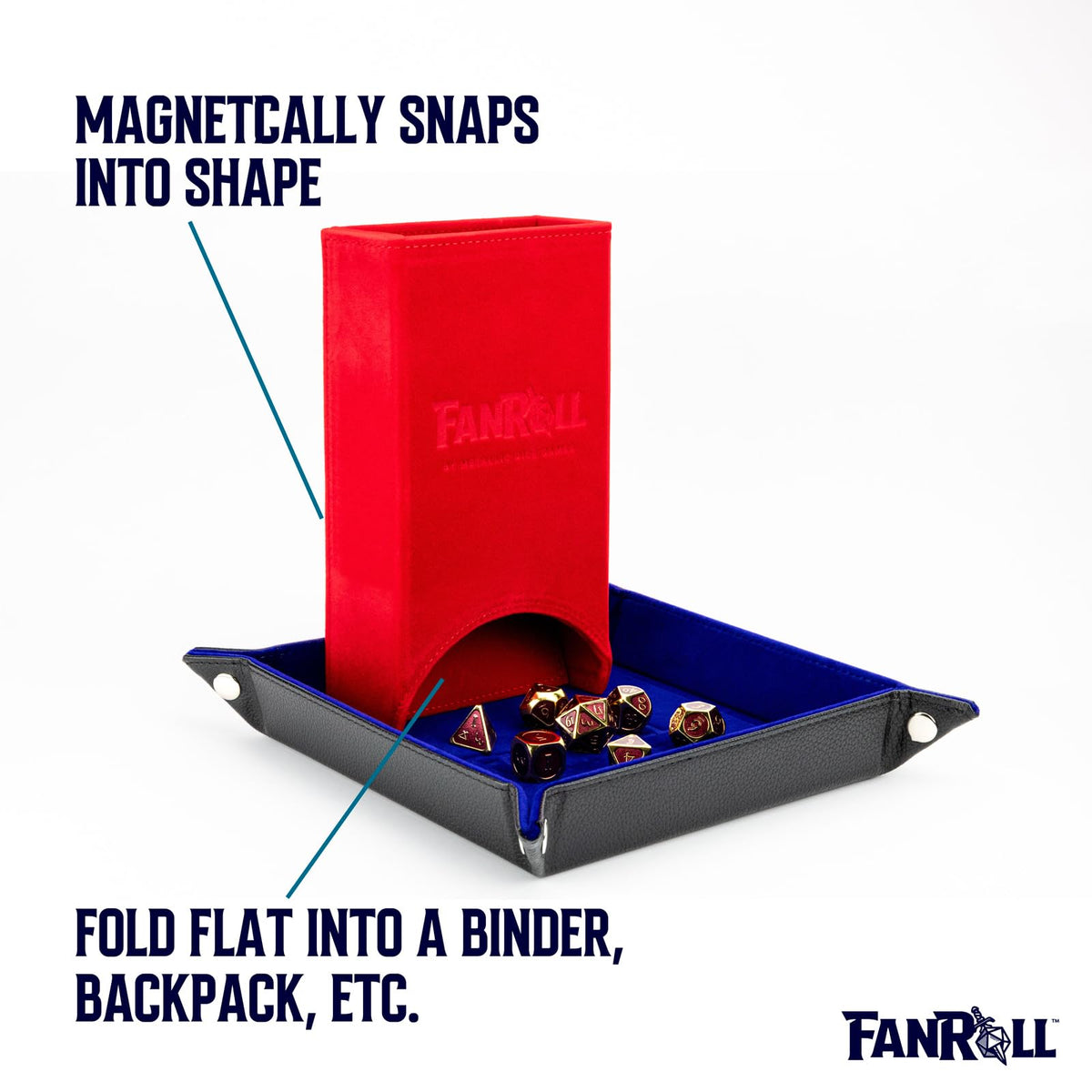 FanRoll Fold Up Dice Tower: Red, Role Playing Game Dice Accessories for Dungeons and Dragons