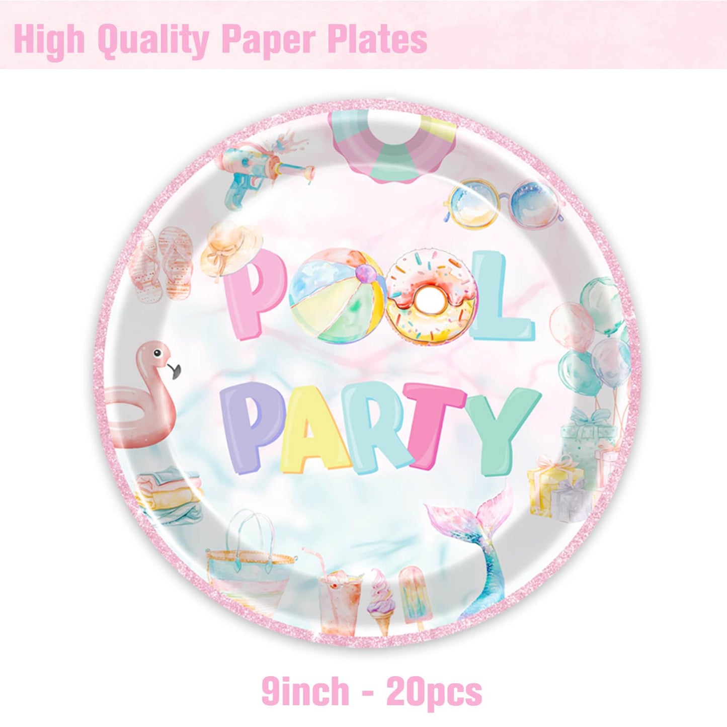 80pcs Pool Party Supplies Decorations, Summer Pool Dessert Plates Napkins Forks Tableware Summer Beach Hawaiian Theme Baby Kids Birthday Party Favors