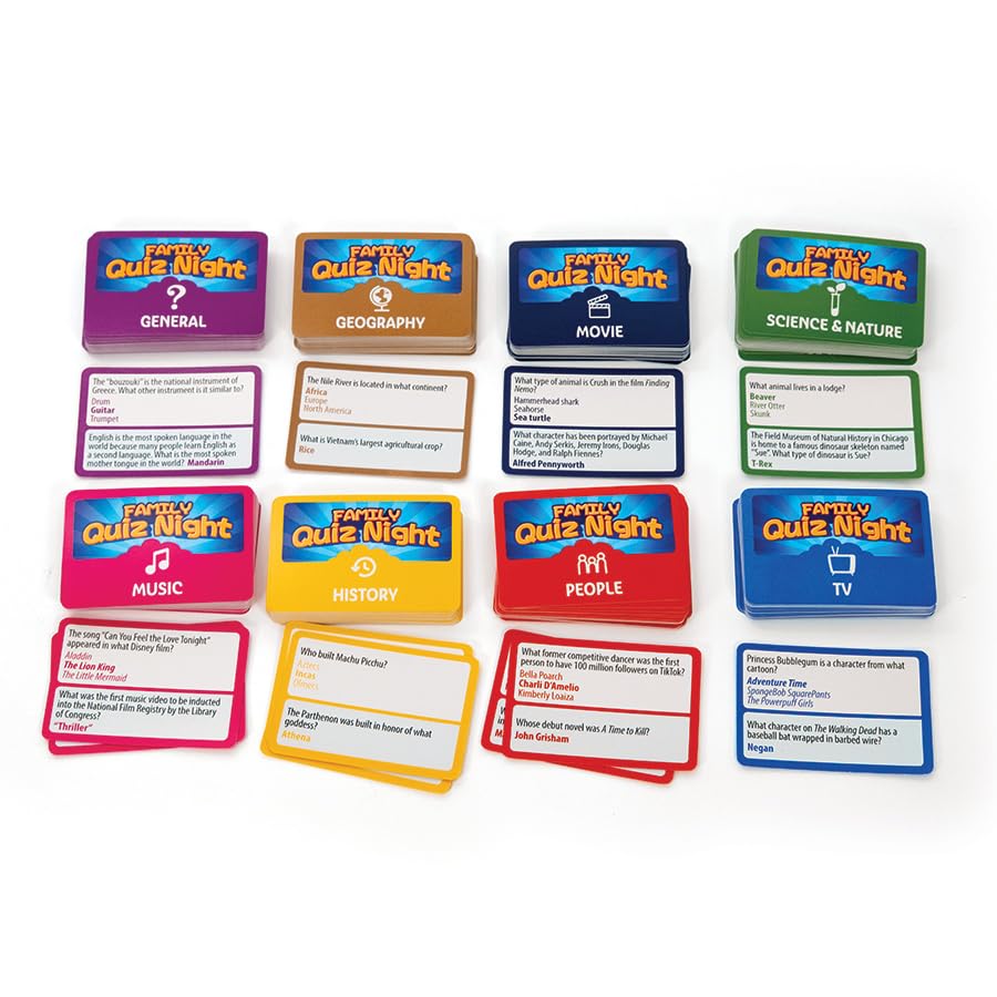 Outset Media Family Quiz Night - Kids vs Adults - Over 200 Cards for 2 or More Players Ages 8 and up