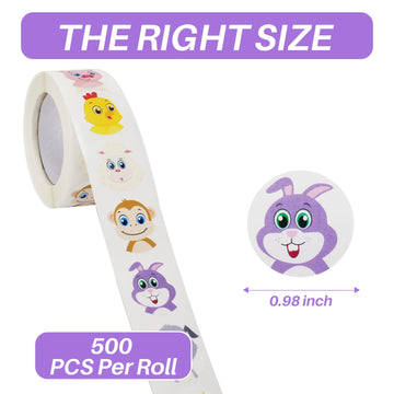 1000 PCS Small Cute Animal Stickers for Students Teachers Classroom Party(1" Diameter / 2 Roll / 16 Designs)