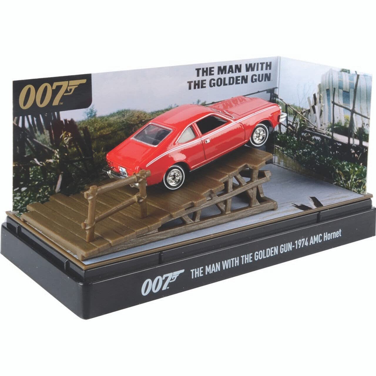 1974 AMC Hornet Red with White Stripes James Bond 007 "The Man with the Golden Gun (1974) Movie with Display 1/64 Diecast Model Car by Motormax