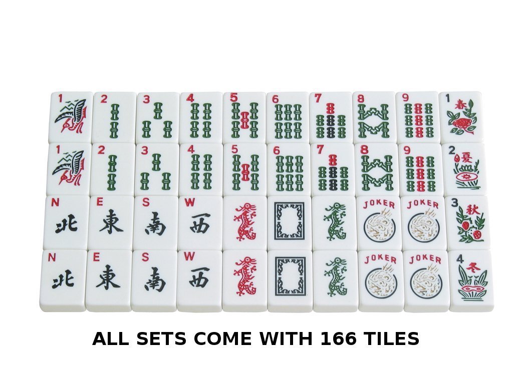 NEW! - American Mahjong Set - 166 White Tiles (All-in-One Rack/Pushers), Silver Aluminum Case - Large Classic Mah Jongg Game Set