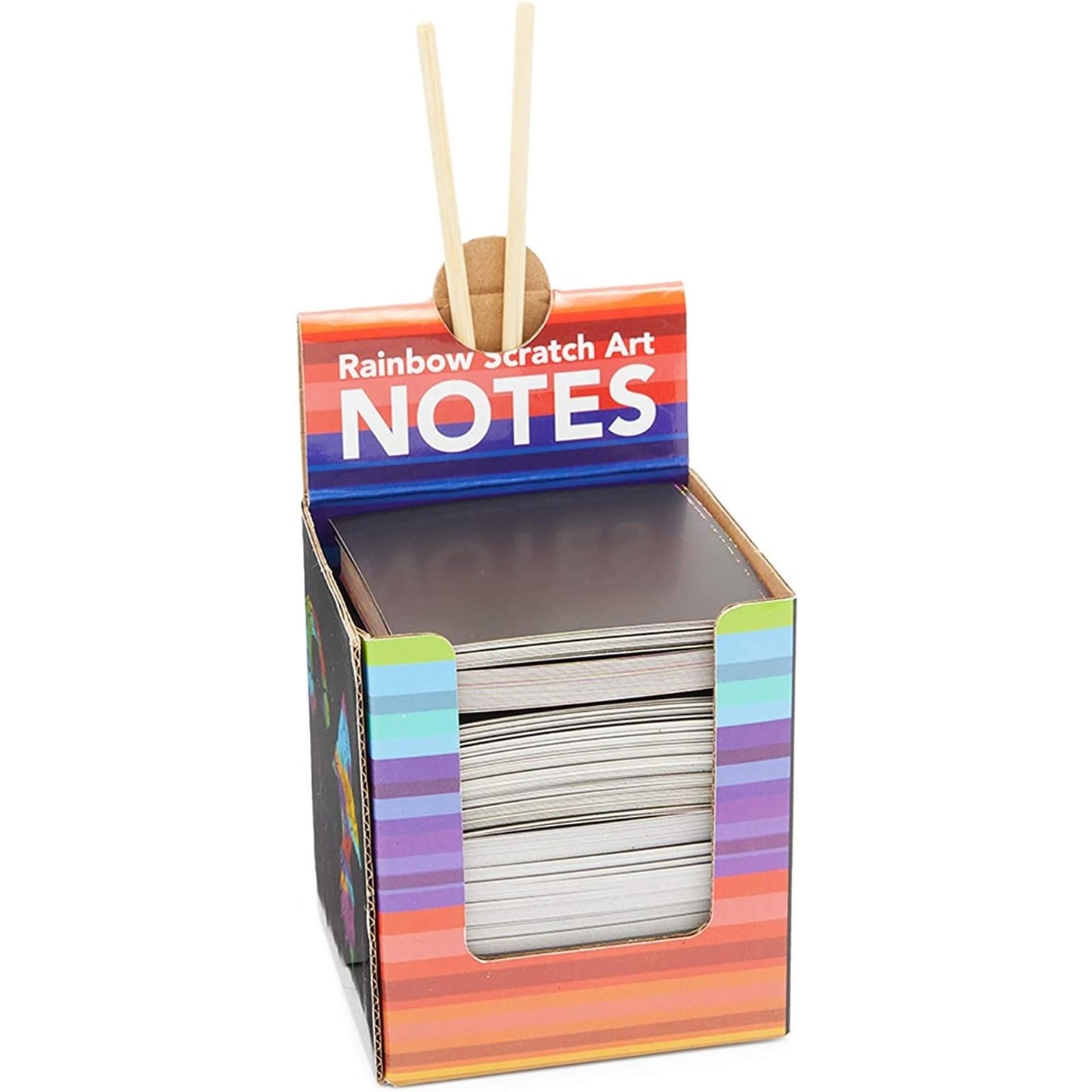 Bright Creations Rainbow Scratch Off Notes with 2 Wood Styluses Sticks (3.5 in, 300 Sheets) - Rainbow Scratch Notes