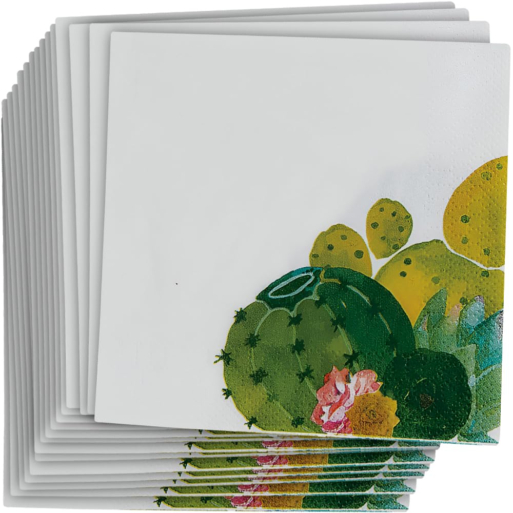 Fun Express - Cactus Party Bev. Napkins (16Pc) For Cinco De Mayo - Party Supplies - Print Tableware - Print Napkins - Cinco De Mayo - 16 Pieces