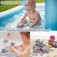 Bath Toys for Toddlers Infants 6 Months+, Floating Bathtub Elephant Toys Squeak Rubber Animal 4 Piece Set, Pool Beach Party Gift for Kids Boys Girls