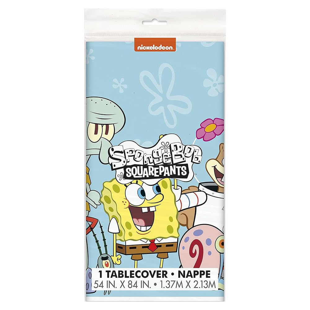 Spongebob Squarepants Plastic Table Cover - 54" x 84" (1 Pc) - Rectangular Tablecloth - Perfect for Kids Birthdays & Parties