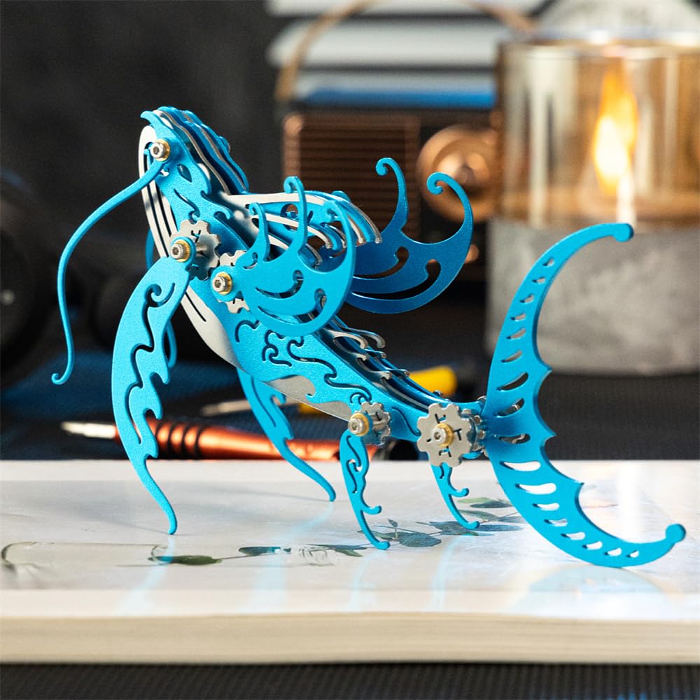 Mokrdomain Whale 3D Metal Puzzle, Blue, 92 Pieces