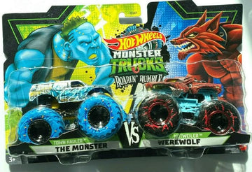 Hot Wheels Monster Trucks Roarin Rumble Town Hauler vs Hotweiler