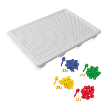 SES Creative Mosaic Board Compact - 100 Colourful Pins, Reusable Peg Set for Toddlers & Kids Age 3+, Fine Motor Skill Toy for Early Learning