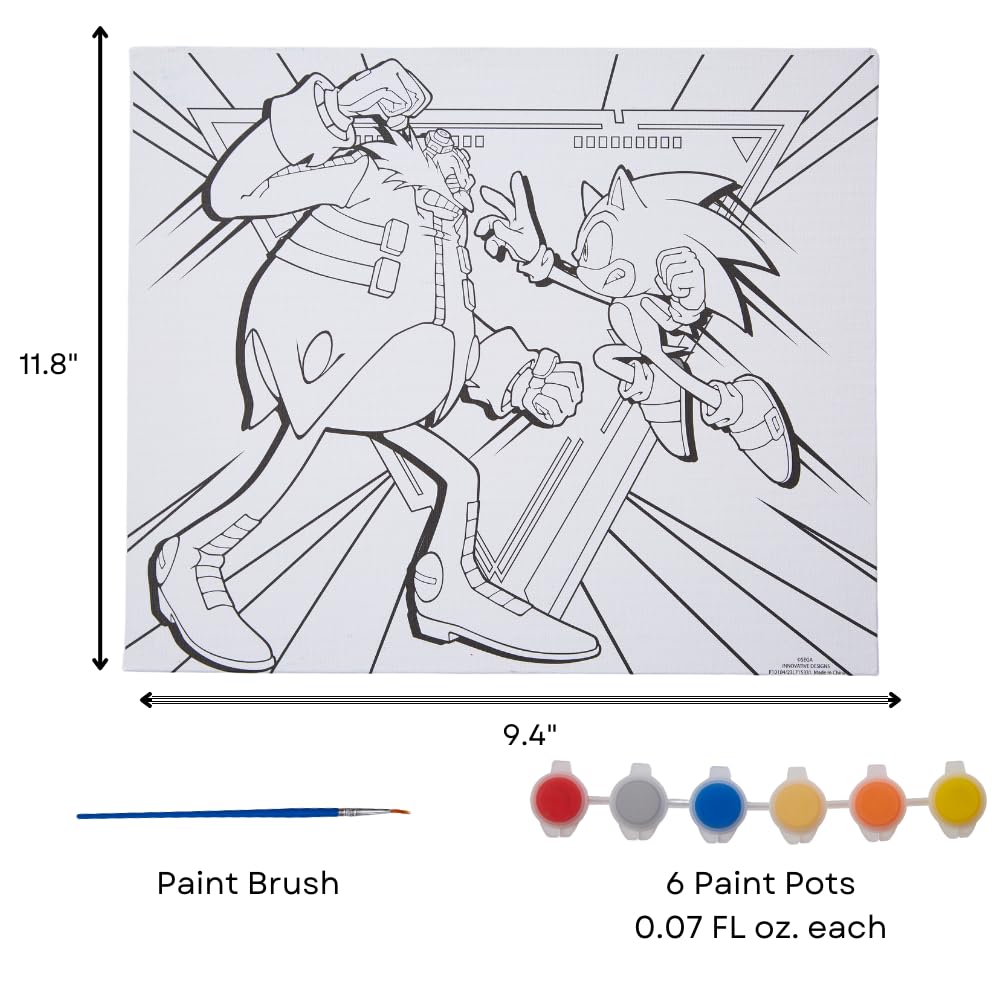 Innovative Designs Sonic the Hedgehog Creative Coloring Canvas Painting and Activity Set for Kids, 1000+ pcs