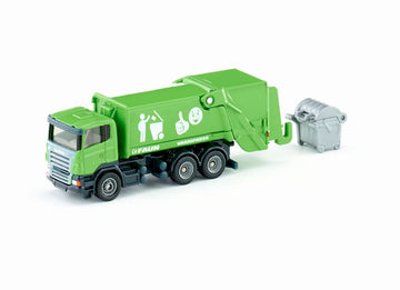 Siku 1890, Bin Lorry, 1:87, Metal/Plastic, Green, Tiltable Collecting Area, Large Accessory Waste bin