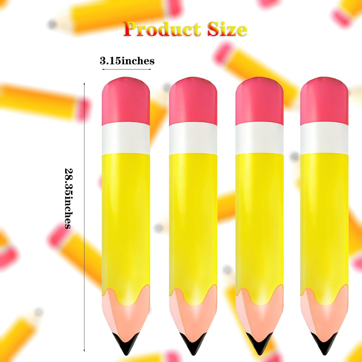 4 Pcs Large Giant Inflatable Pencil Balloon Birthday Party Back To School Graduation Favor Blow Up Balloon Hanging Classroom Decoration Suitable