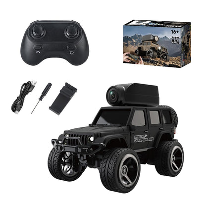 rcxperts KF32 1:64 Die-Cast RC Crawler with Camera, Full-Scale 4WD Mini Desktop Off-Road Remote Control Car, High-Performance Racing Model(Black)