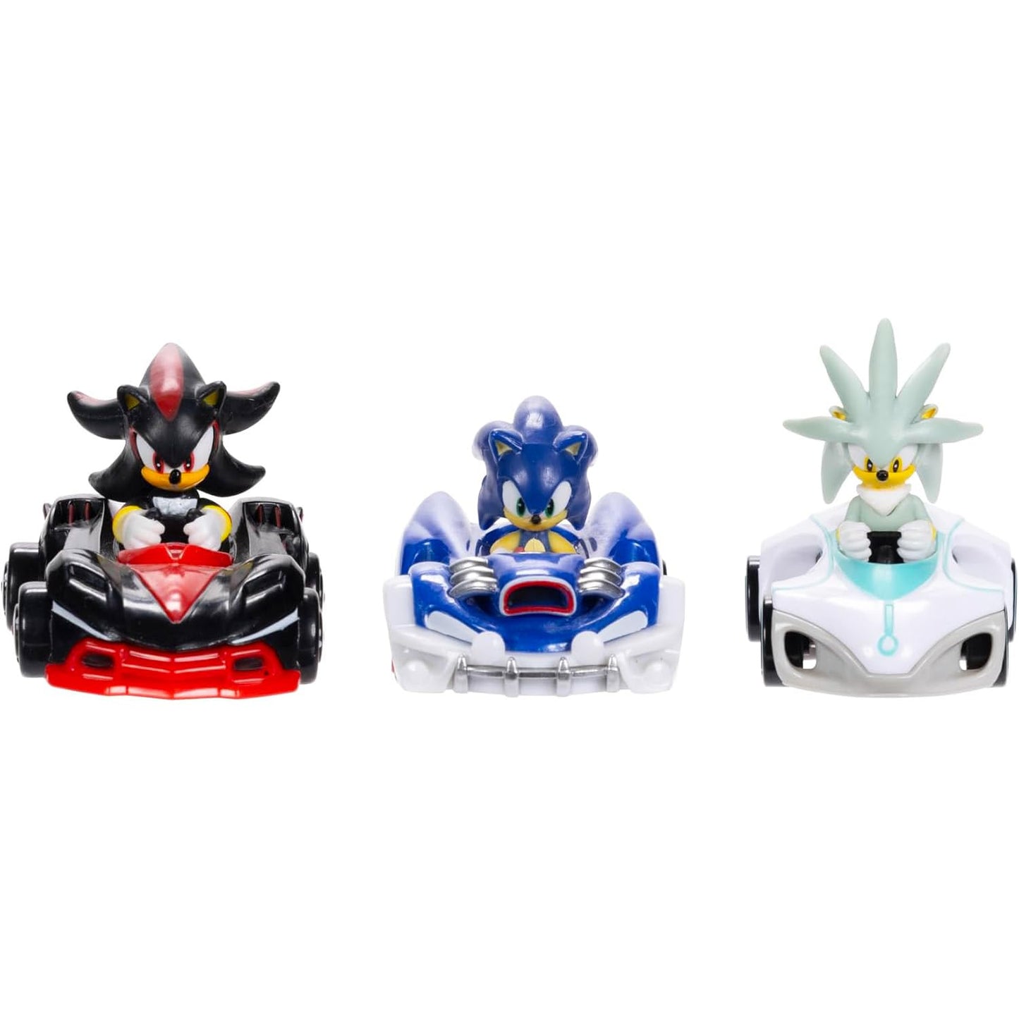 Sonic The Hedgehog Racing Toys Set - 3 Car Bundle with 6" Racing Pull Back Action Vehicles Featuring Shadow, Silver Plus Stickers, More | Sonic