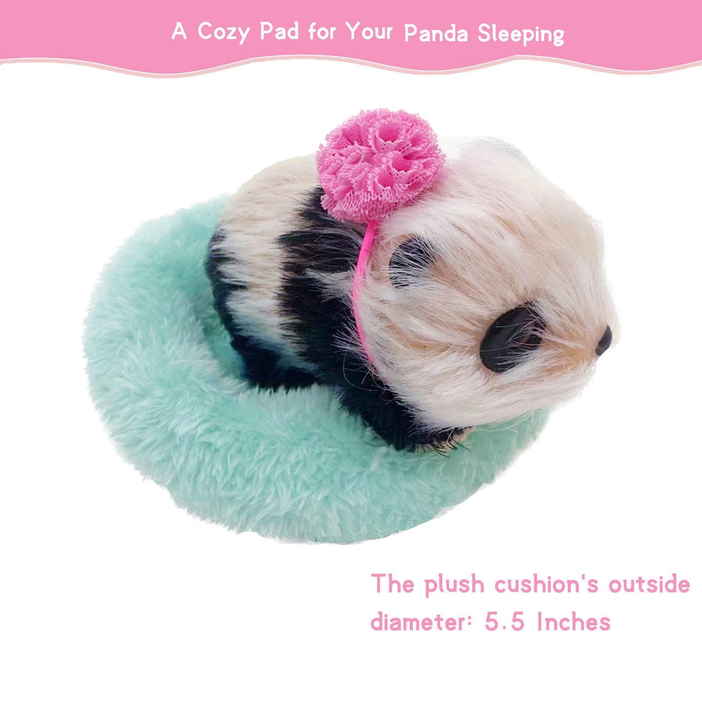 VOLOBE Silicone Panda, 5 Inches Soft Mini Realistic Animal Toy as Silicone Piglet Companion with Sleeping Pad Accessories for Kids Boy Girl Birthday