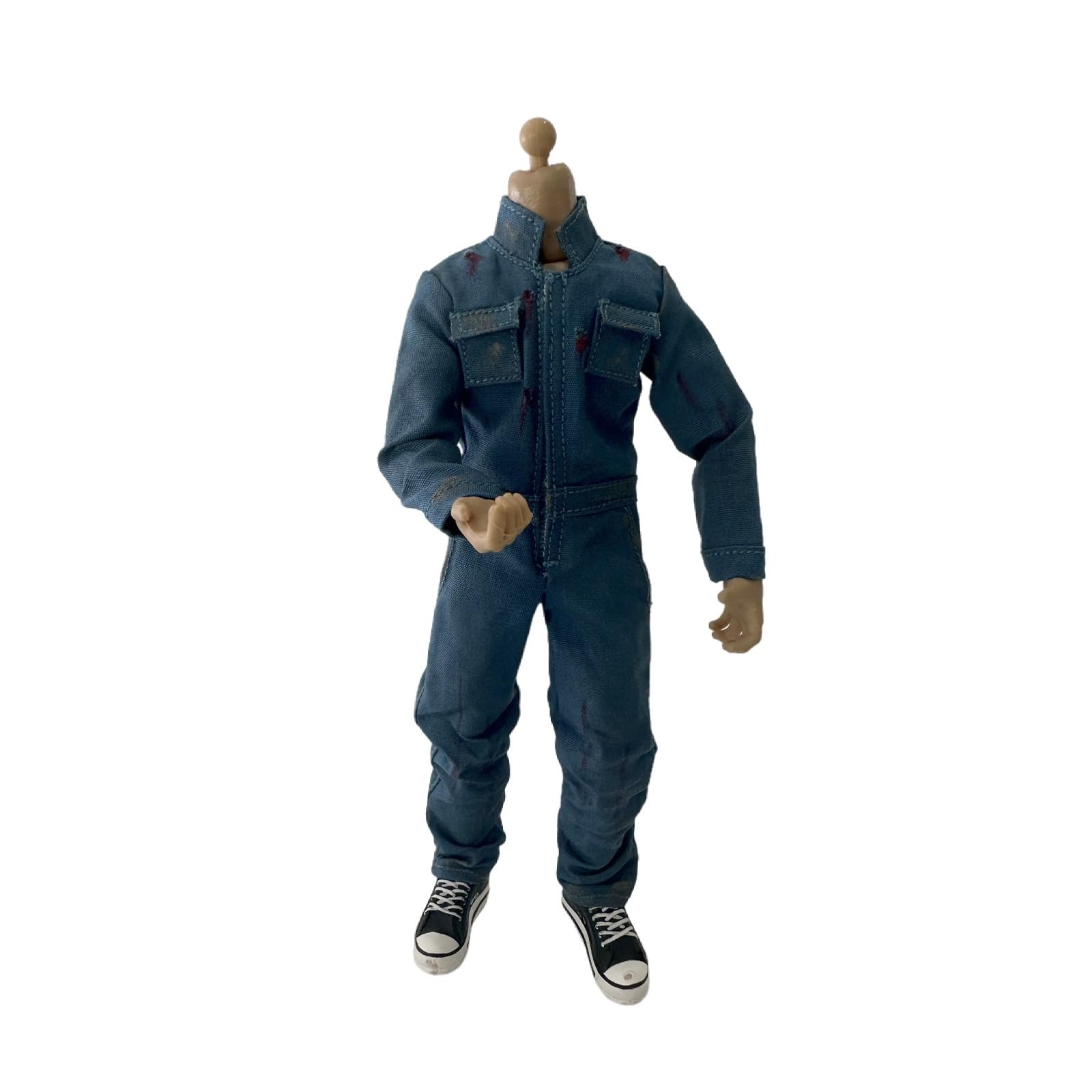 1/12 Action Figure Clothes,Jumpsuit for 6 inch Male Action Figures,6 inch Miniature Clothing (Lake Blue)