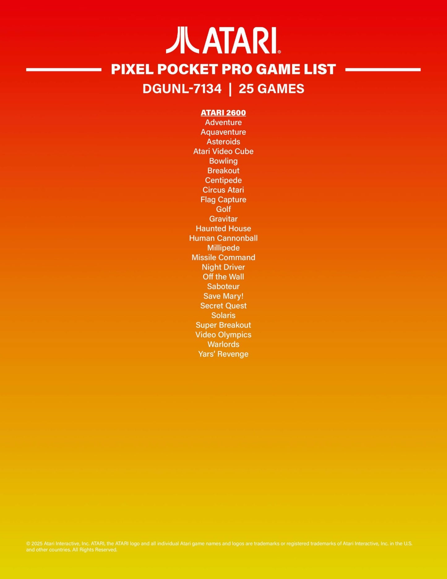 My Arcade Atari Pixel Pocket Pro: Preloaded Handheld, 25 Atari 2600 Games, Keychain Arcades