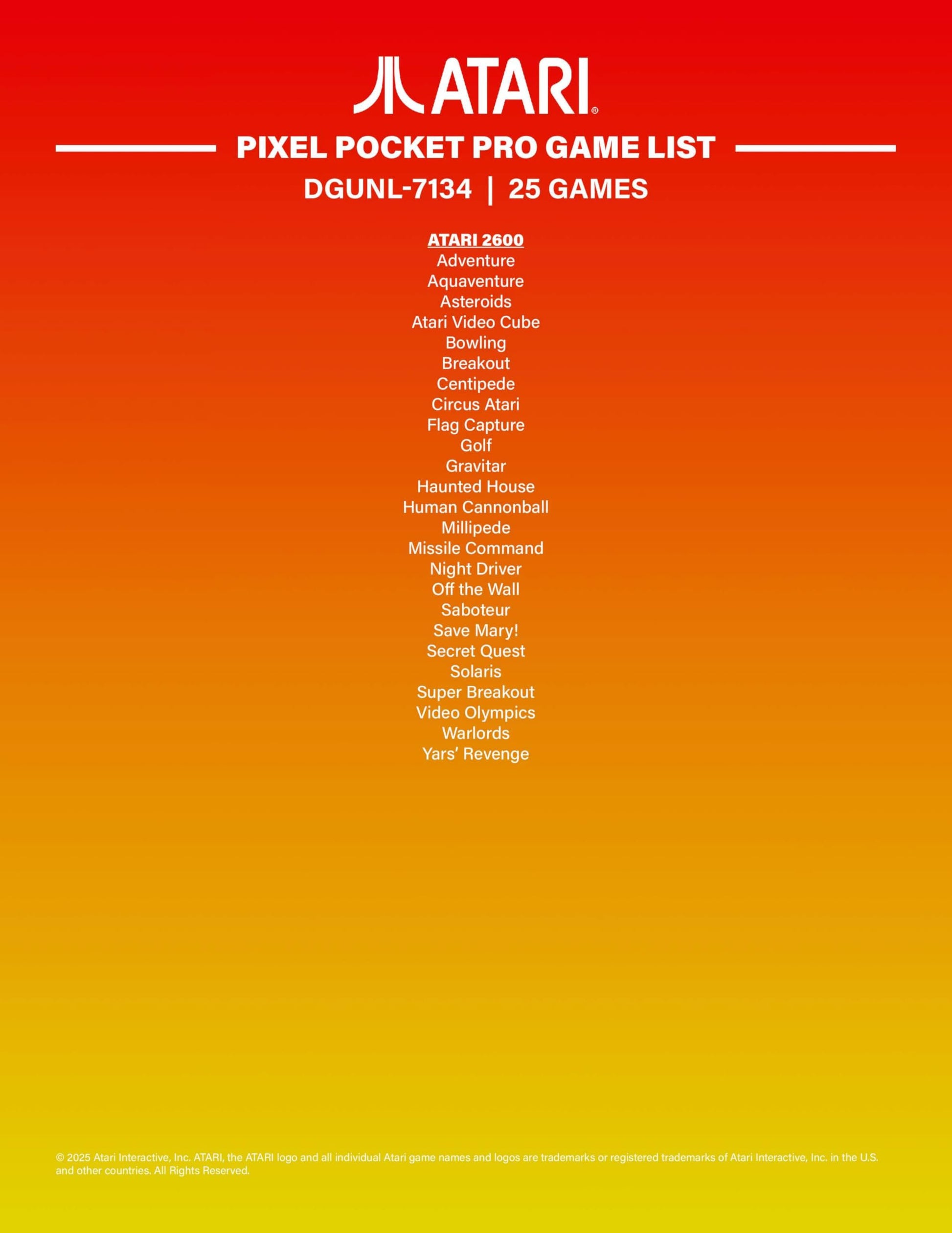 My Arcade Atari Pixel Pocket Pro: Preloaded Handheld, 25 Atari 2600 Games, Keychain Arcades