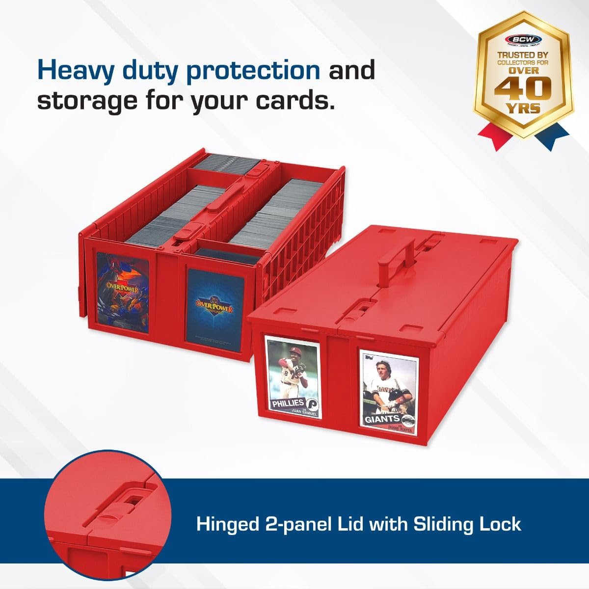 BCW Collectible Card Bin - (Single, Red) | Holds up to 1600 Cards | Plastic Storage Box for Pokémon, MTG & Sports Cards