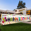 Large Colorful Happy Birthday Yard Banner Sign 118x19.7 inch with Brass Grommets and Hanging Rope Birthday Party Outdoor & Indoor Party Decoration