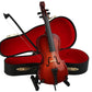 Dselvgvu Wooden Miniature Cello with Stand, Bow and Case Mini Musical Instrument Cello Replica Collectible Figurines Dollhouse Accessories Model Home