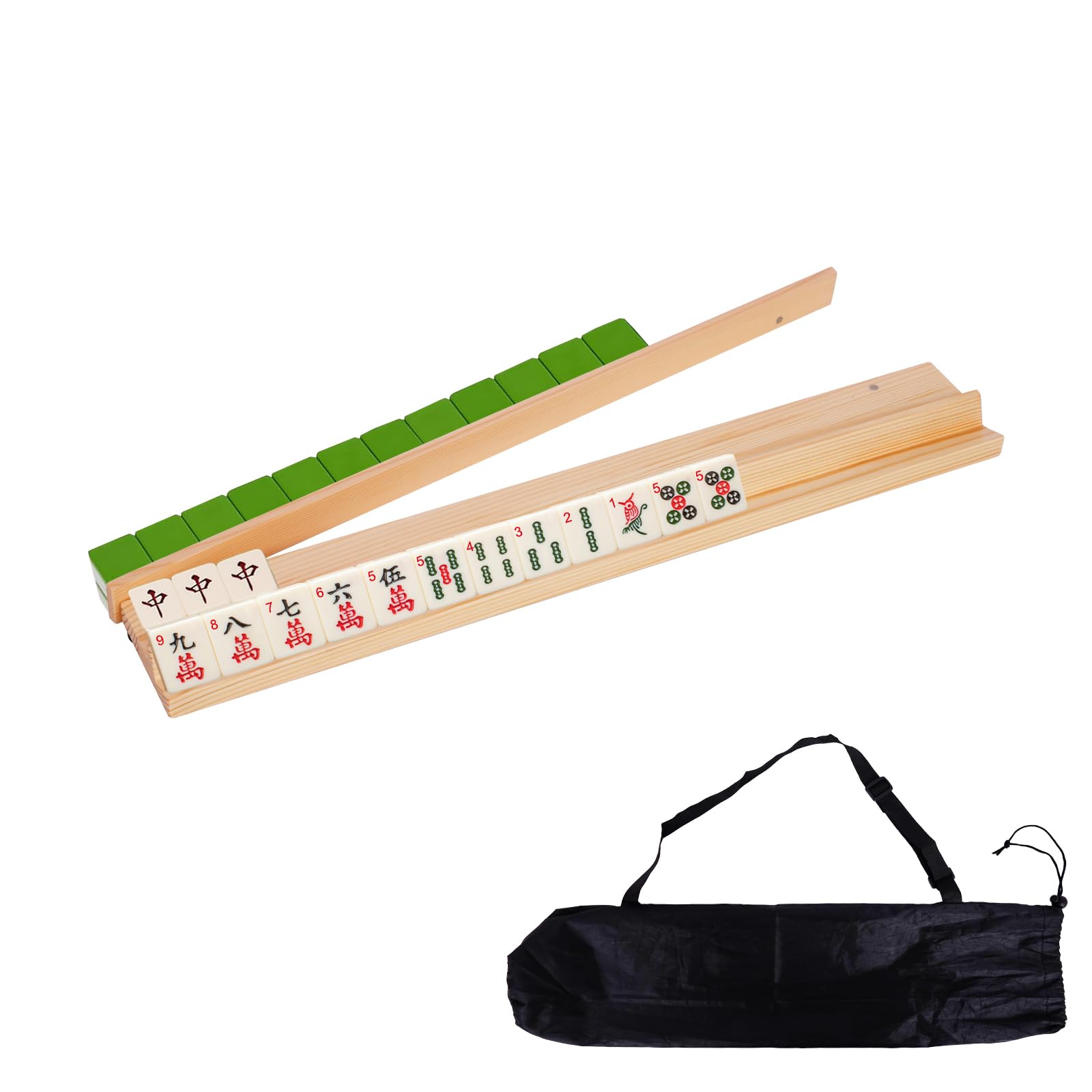 efulycozyy Mahjong Racks with Pushers, Mahjong Pushers and Racks, Wooden Mahjong Racks Set of 4, Mahjong Pushers with Storage Bags, Magnetically